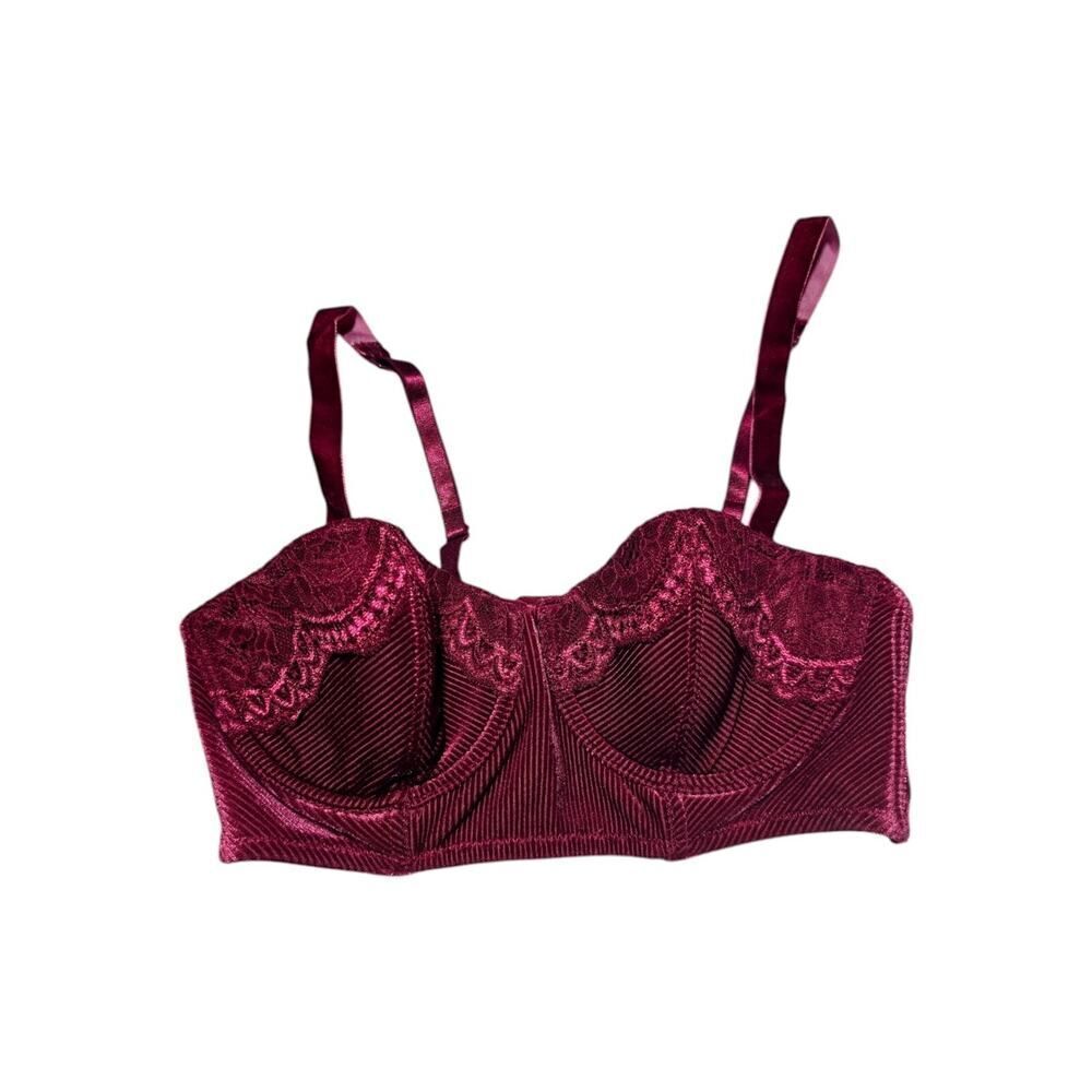 ADORE ME LIGHTLY PADDED VELVET Red Balconette BRA SIZE 32C NWT